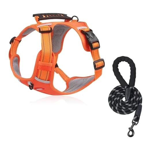 No Pull Dog Harness for Large Medium Small Dogs,Reflective Adjustable Dog Vest Harness (Orange,L(14-22.5KG)) von YODAOLI