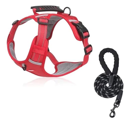 No Pull Dog Harness for Large Medium Small Dogs,Reflective Adjustable Dog Vest Harness (Red,L(14-22.5KG)) von YODAOLI