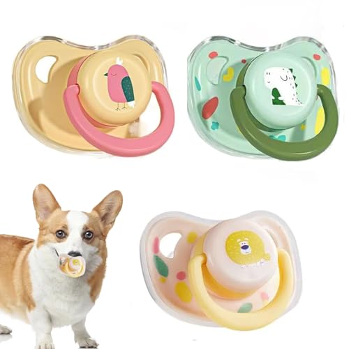 YODAOLI 3PCS Pet Dog Silicone Pacifier, Puppy Kitten Calming Pacifier, Small Dog Cat Chew Toy for Small Dogs, Latex Dog Toy, Animal Accessories Decoration (17MM) von YODAOLI