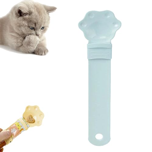 YODAOLI Cat Strip Feeder, Cat Strip Happy Squeeze Spoon, Cat Treat Feeding Squeeze Spoon, Multifunctional Pet Spoons Cat Feeder (Blue) von YODAOLI