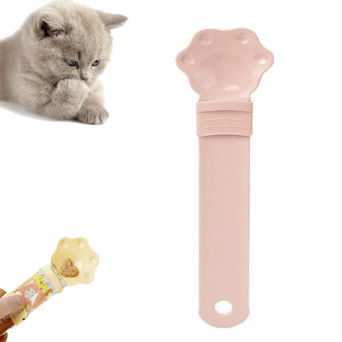 YODAOLI Cat Strip Feeder, Cat Strip Happy Squeeze Spoon, Cat Treat Feeding Squeeze Spoon, Multifunctional Pet Spoons Cat Feeder (Pink) von YODAOLI