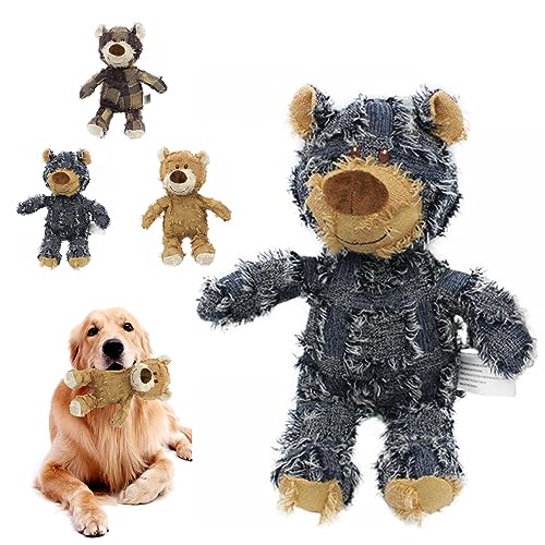 YODAOLI Extreme Bear Dog Toy, Indestructible Robust Bear, Indestructible Dog Toys for Aggressive Chewers, Extreme Bear Indestructible Dog Toy, Indestructible Squeaky Plush Toy (Blue,S) von YODAOLI