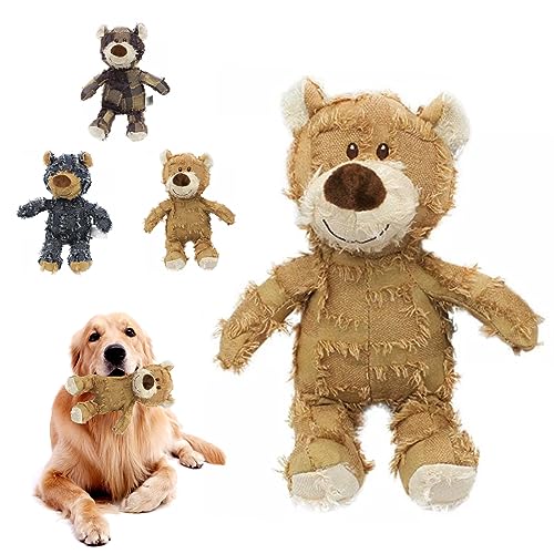 YODAOLI Extreme Bear Dog Toy, Indestructible Robust Bear, Indestructible Dog Toys for Aggressive Chewers, Extreme Bear Indestructible Dog Toy, Indestructible Squeaky Plush Toy (Brown,L) von YODAOLI