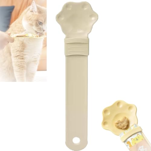 YODAOLI Happy Spoon for Cats, Cat Strip Happy Spoon, Cat Happy Spoon, Happy Spoon for Cats Treat Feeder, Cat Strip Feeder, Multi Functional Pet Spoons Cat Feeder (Khaki) von YODAOLI