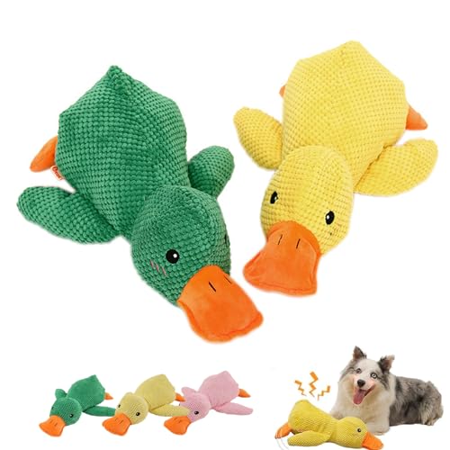 YODAOLI The Mellow Dog, The Mellow Dog Calming Duck, Zentric Quack-Quack Duck Dog Toy, Quacking Duck Toy, Cute No Stuffing Duck with Soft Squeaker, Stuffed Duck Dog Toy for Indoor Puppy (A,2PCS) von YODAOLI