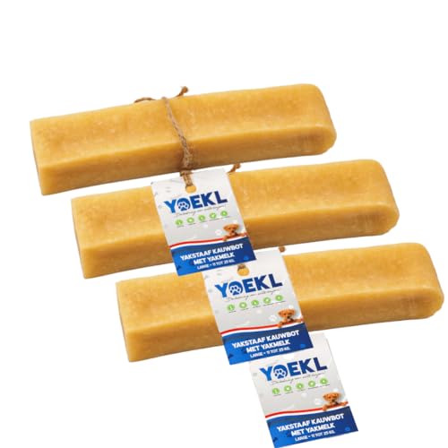 3X YOEKL Yak Kaukäse mit Yakmilch Large | Natürliche Käse Kauknochen für Hunde | von YOEKL