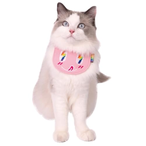Atmungsaktives verstellbares Leinen-Halstuch für Welpen, schönes Katzen-Halstuch mit Blitz- und Regenbogen-Muster, Kätzchen-Canvas-Outfit von YOFAPA