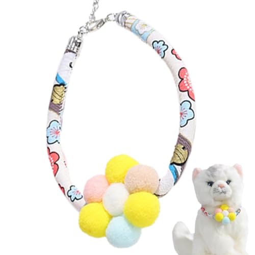 Puppy Sicherheitshalsband mit Blumenbommel, verstellbar, tragbar, dekoratives Umhängeband für Hunde und Katzen von YOFAPA