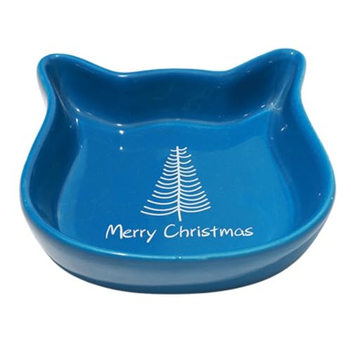 Schöne Keramik Futternapf für Futter & Wasser, festliches Cartoon-Design, ideal für Katzen und Welpen, Weihnachtsmahlzeit-Futterstation von YOFAPA