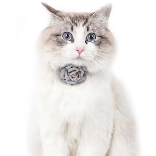 Verstellbares Kätzchen-Halsband, Garn, Blume, handgefertigt, atmungsaktiv, Party, Hochzeit, einzigartiges Accessoire für Katzen von YOFAPA