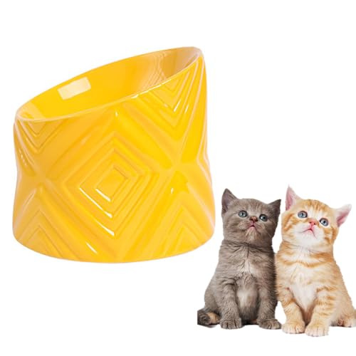 Wassernapf für Haustiere, geneigt, handgefertigt, Vintage-Leckerli, wiederverwendbar, erhöht, rutschfest, Keramik, Futternapf für Katzen von YOFAPA