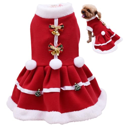 Winterkleidung, warme Katze, niedlich, Weihnachtsmann, Festival, Party, modisch, weich, Weihnachts-Hundekleid von YOFAPA