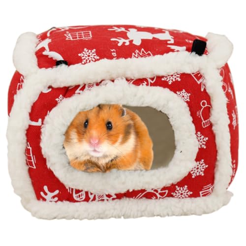 YOFAPA Hängehaus Meerehamster Käfig Betten Hamster Winterhaus mit Weihnachtsmuster Kreativer Hamster von YOFAPA
