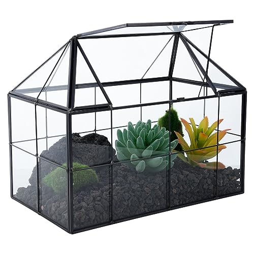 YOFAPA Handgefertigter transparenter Glas-Terrarium-Pflanztopf mit Abdeckung, kleine Sukkulentenkakteen, Luftpflanze, geometrischer Behälter für Zuhause, Büro, Dekoration von YOFAPA