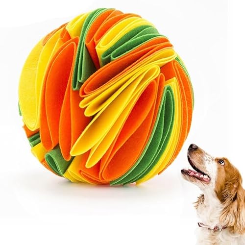 YOFAPA Hunde-Puzzle-Spielzeug, interaktives Nasenarbeit, Filzball, Leckerli-Dosierung, Hundefutter, Schnüffelball von YOFAPA