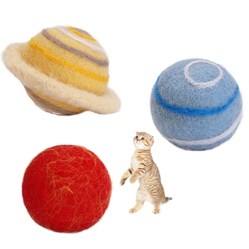 YOFAPA Interaktives Filzballspielzeug für Katzen, 3er-Set, Katzenminze-infundiertes Kauspielzeug für Kätzchen, langlebig und tragbar für endlosen Spaß von YOFAPA