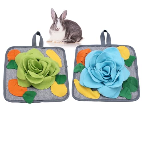 YOFAPA Interaktives Kaninchen-Schnüffel-Bett, niedliche Kaninchen-Blumenmatte mit Aufhängefunktion, quadratisch, lustige Hundematte zum Beißen und Futtersuche von YOFAPA