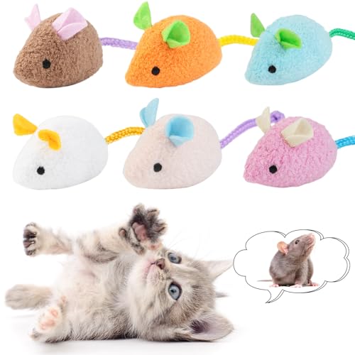 YOFAPA Katzenminze-Spielzeug, interaktiv, 6 Stück, niedliche Plüsch-Katze, Maus, realistisches Spielzeug, beißende Katze von YOFAPA