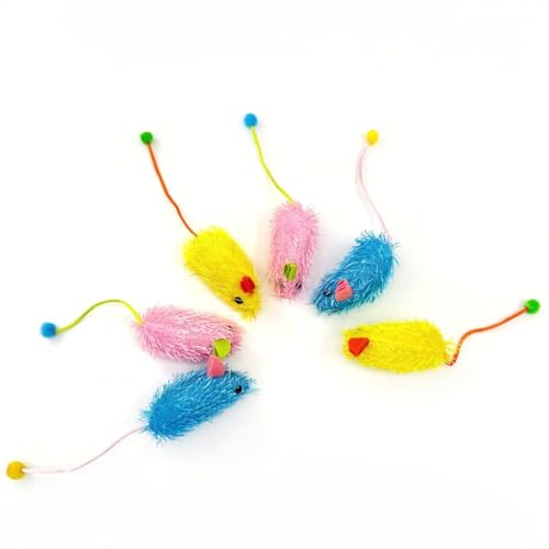 YOFAPA Kauspielzeug für Kätzchen, zum Zahnen – niedliche kleine Katze, Mäuse, Spielzeug, bissfest, selbstunterhaltsam, lustiges Katzenminze-Maus-Spielzeug, 6 Stück von YOFAPA