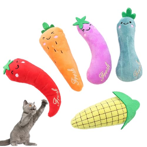 YOFAPA Plüsch-Kauspielzeug für Haustiere, Karotte, Mais, Paprika, Aubergine und Luffa, 5 Stück von YOFAPA