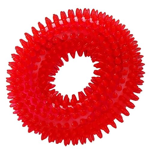 YOFAPA Quietschendes Kauspielzeug aus Gummi für Hunde – interaktives, wasserdichtes rundes Zahnspielzeug für Welpen in einfarbiger Farbe von YOFAPA