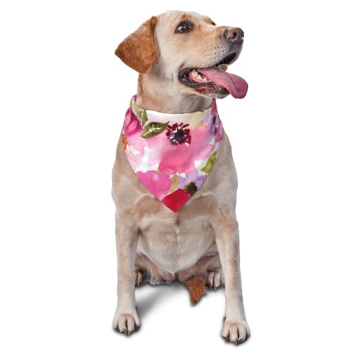 Aquarell Blumen Rosa FuchsiaDog Bandanas Katze Welpen Schals Waschbar Pet Taschentuch von YOFIEN