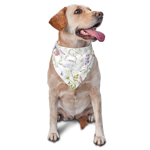 Aquarell Blumen WildblumenHunde-Bandanas Katzen-Welpen-Schals Waschbares Haustier-Taschentuch von YOFIEN