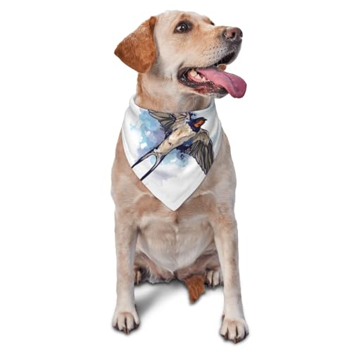 Aquarell Vogel SchwalbeHund Bandanas Katze Welpen Schals Waschbar Pet Taschentuch von YOFIEN