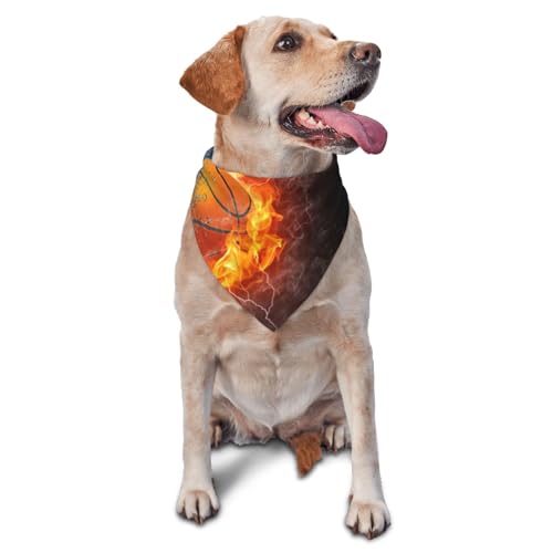 Basketball Ball auf Feuer und WasserDog Bandanas Katze Welpen Schals waschbar Haustier Taschentuch von YOFIEN