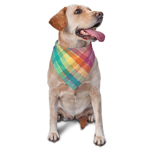 Bunte Regenbogen Multicolor Plaid StripesDog Bandanas Katze Welpen Schals Waschbar Pet Taschentuch von YOFIEN