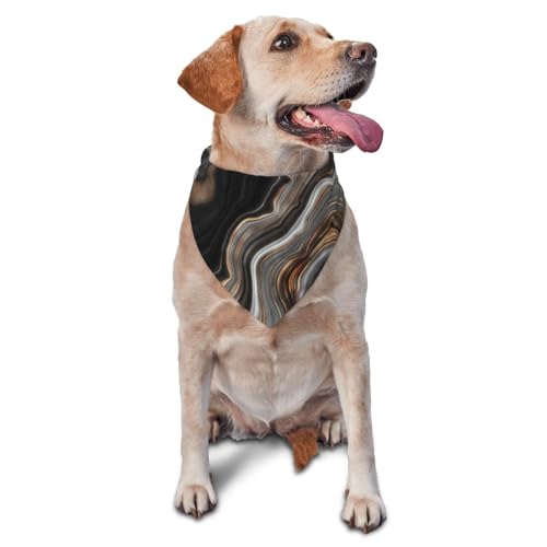 Eleganter schwarzer Marmor mit goldenen und kupfernen Adern. Hundehalstücher, Katzen- und Welpenschals, waschbares Haustiertaschentuch von YOFIEN