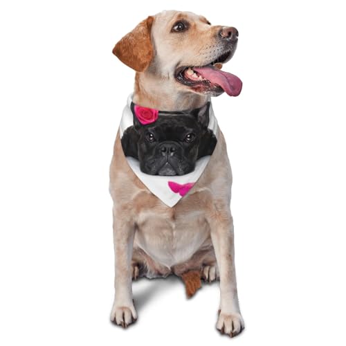 Französische Bulldogge Hund Valentines RoseDog Bandanas Katze Welpen Schals Waschbar Pet Taschentuch von YOFIEN