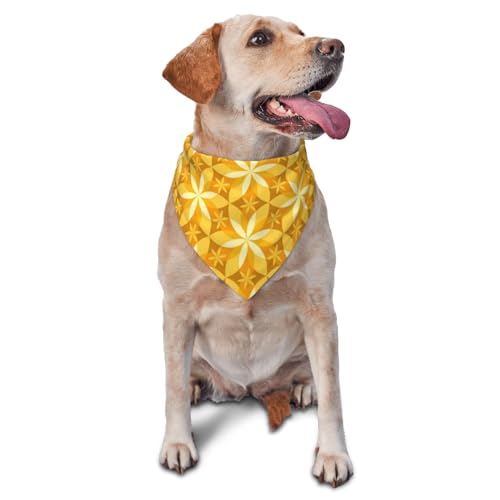 Geometrische Vanille Blume YellowDog Bandanas Katze Welpen Schals Waschbar Pet Taschentuch von YOFIEN