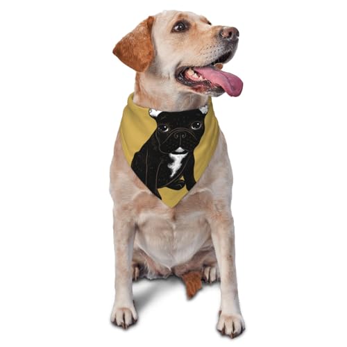 Gestromte französische Bulldogge, Hunde-Bandanas, Katzen-Welpen-Schals, waschbares Haustier-Taschentuch von YOFIEN
