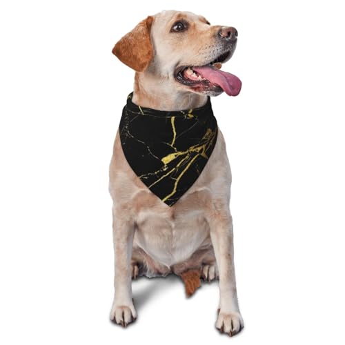 Gold und schwarz Marmor MusterHund Bandanas Katze Welpen Schals waschbar Haustier Taschentuch von YOFIEN