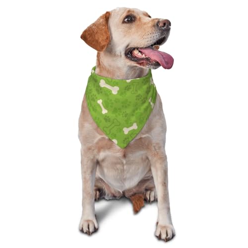 Grüne Hundepfotenknochen, Hunde-Bandanas, Katzen- und Welpenschals, waschbares Haustier-Taschentuch von YOFIEN