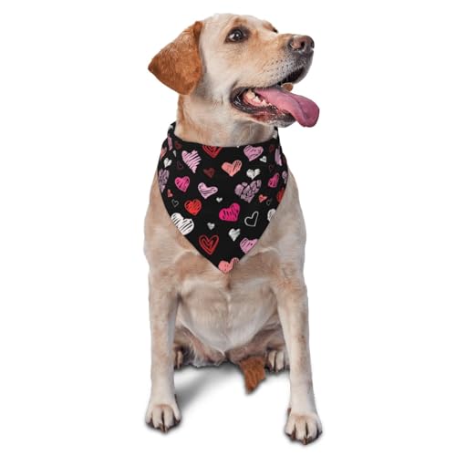 Herzen, rosa und rote Herzen, Hunde-Bandanas, Katzen- und Welpenschals, waschbares Haustier-Taschentuch von YOFIEN
