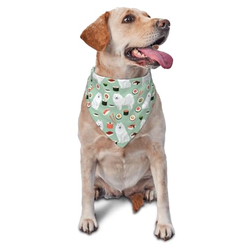 Japanische Spitz Sushi Samoye Dogdog Bandanas Katze Welpen Schals waschbar Pet Taschentuch von YOFIEN