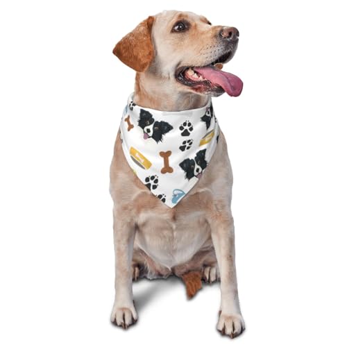 Lächelnder Hund Border CollieDog Bandanas Katze Welpen Schals Waschbar Haustier Taschentuch von YOFIEN
