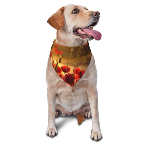 MohnblumeHund Bandanas Katze Welpen Schals Waschbar Haustier Taschentuch von YOFIEN