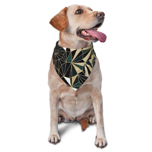 Neu Art Deco Geometrische Muster Smaragd Grün Und GoldDog Bandanas Katze Welpen Schals Waschbar Pet Taschentuch von YOFIEN