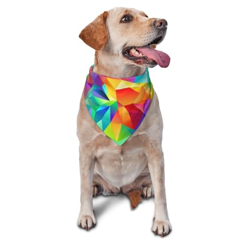 Regenbogen GeometricDog Bandanas Katze Welpen Schals Waschbar Pet Taschentuch von YOFIEN