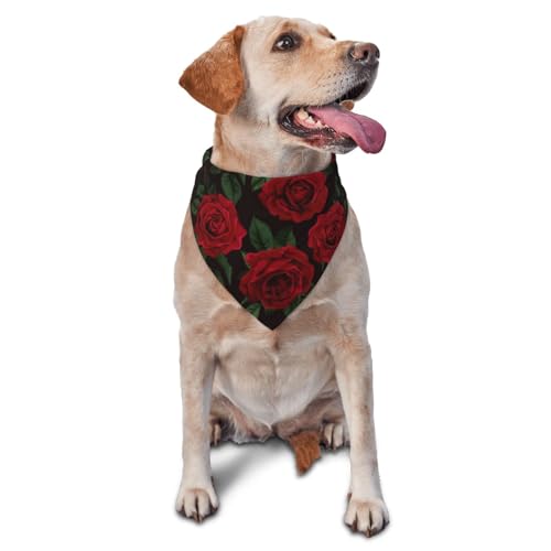 Rote Rose PrintedDog Bandanas Katze Welpen Schals Waschbar Pet Taschentuch von YOFIEN