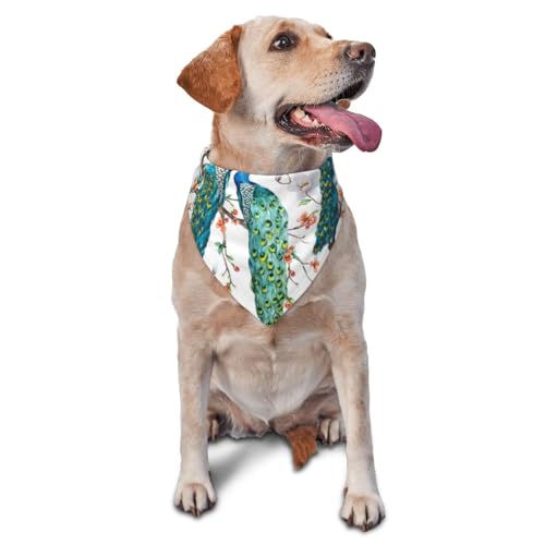 Schöne Pfau Blumen PrintDog Bandanas Katze Welpen Schals Waschbar Pet Taschentuch von YOFIEN