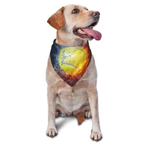 Tennisball in Feuer und Wasser, Hunde-Bandanas, Katzen- und Welpenschals, waschbares Haustier-Taschentuch von YOFIEN