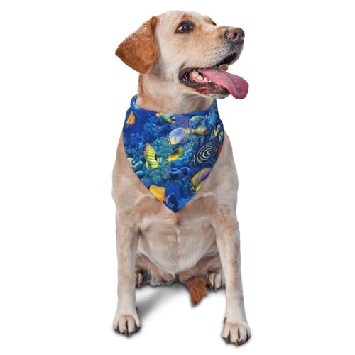 Tropische Fische PrintedDog Bandanas Katze Welpen Schals Waschbar Pet Taschentuch von YOFIEN