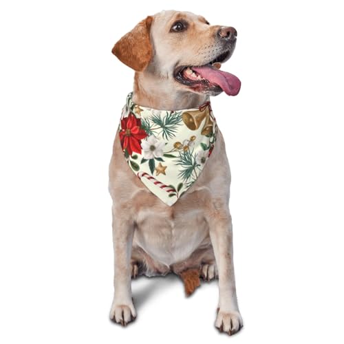 Weihnachten Weihnachtsstern Floral Weihnachten BellDog Bandanas Katze Welpen Schals Waschbar Pet Taschentuch von YOFIEN