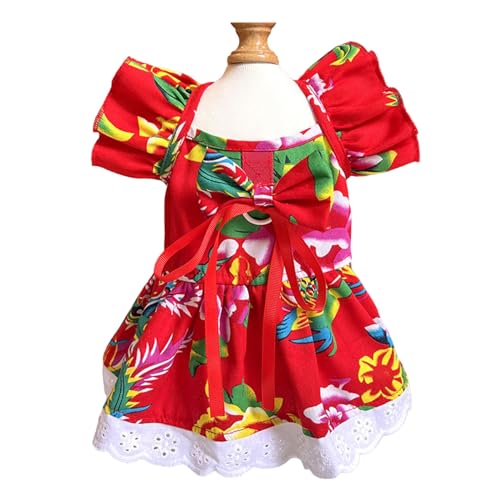 YOGOTEU Kleid, Frühlings-Hunderock mit Blumen-/Gitterdruck, Outdoor, Reisen, Spazierengehen, Hunde, Katzen, atmungsaktiv, leicht, Größe XL von YOGOTEU