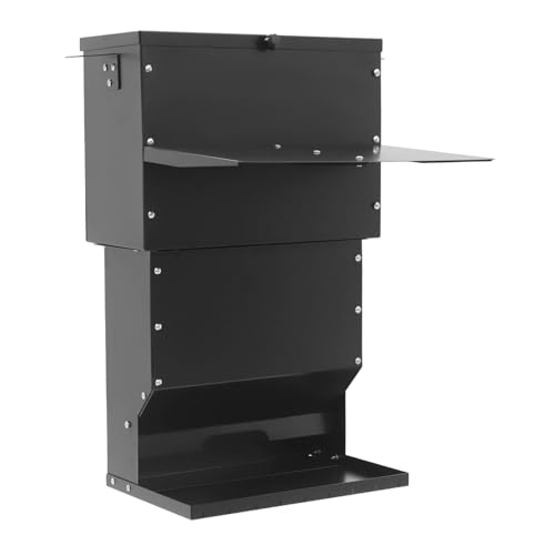 27kg Kohlenstoffstahl Hirschfutterspender, 41×26×67 cm, Futterautomat aus Metall mit Regenschutz-Deckel, hängend/stehend, für Hunde/Katzen/Kühe/Schafe, Schwarz 27kg Kohlenstoffstahl Hirschfutterspender, 41×26×67 cm, Futterautomat aus Metall mit Regenschutz-Deckel, hängend/stehend, für Hunde/Katzen/Kühe/Schafe, Schwarz von YOICUATGNA