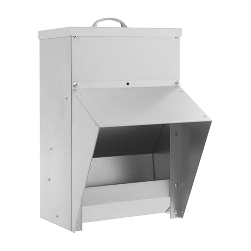 Futterautomat aus Verzinktem Metall mit Regenhaube, 11.3 kg, Hühner Futterspender mit Deckel, Hühnerfutter Automat Hängend, Futtertrog Groß, Automatischer Geflügelfutterautomat für Enten Hühner Futterautomat aus Verzinktem Metall mit Regenhaube, 11.3 kg, Hühner Futterspender mit Deckel, Hühnerfutter Automat Hängend, Futtertrog Groß, Automatischer Geflügelfutterautomat für Enten Hühner von YOICUATGNA